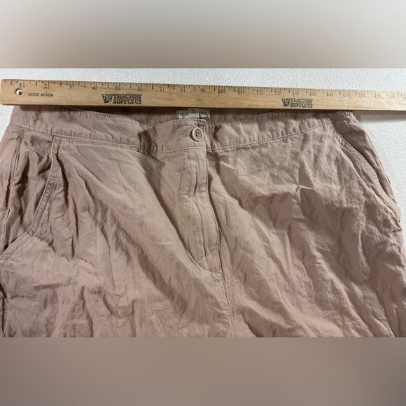 Eileen Fisher Tan Linen Ankle Pants Size 16 Straight Leg Lightweight Natural - Picture 3 of 5